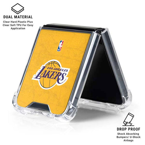 NBA Los Angeles Lakers Distressed Galaxy Z Flip6 Clear Case